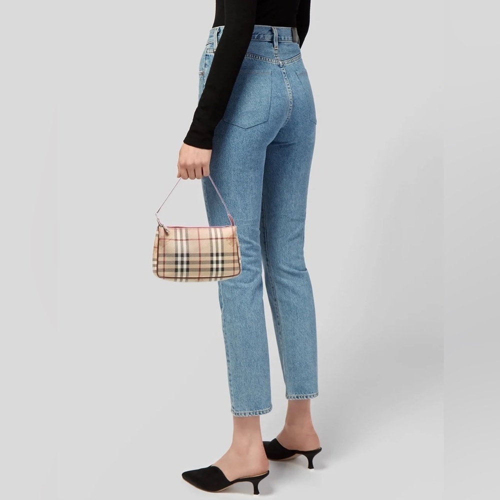 Burberry Haymarket Check Top Handle Zip Closure Logo Clasp Mini Bag - Picture 13 of 14